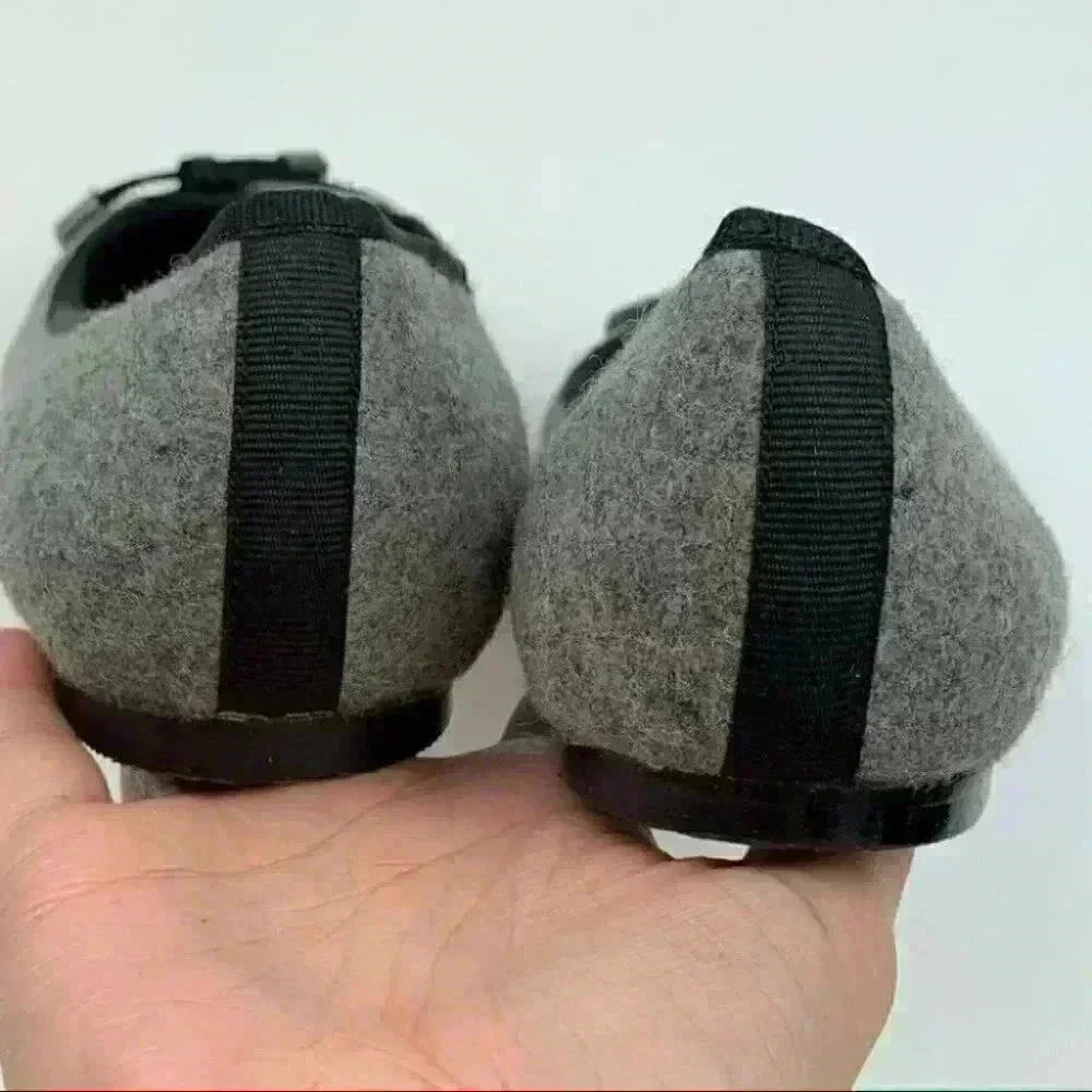 Lands’ End Flats 7.5 38 gray black felt ballet - Picture 7 of 9